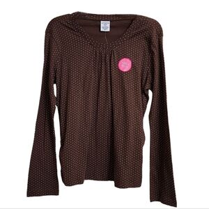 NWT Canyon River Blues Girls Plus Stretch Long Sleeve Brown Shirt Top Size XL